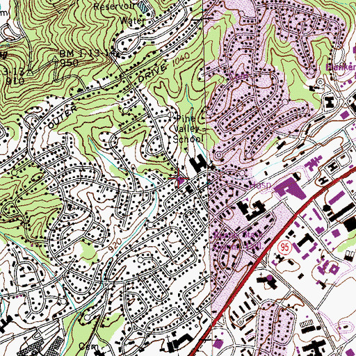 Topographic Map of Pine Valley Shopping Center, TN