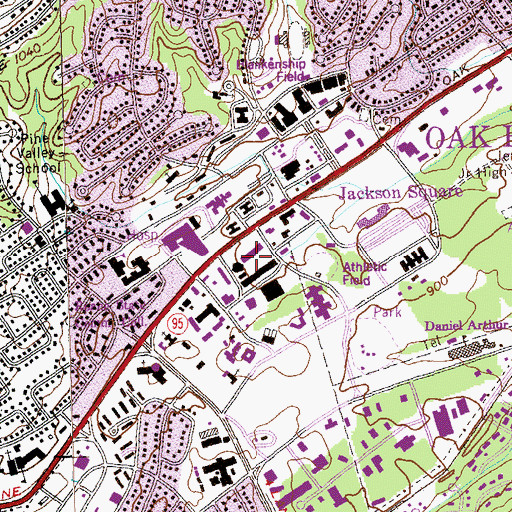 Topographic Map of Ridge Way Shopping Center, TN