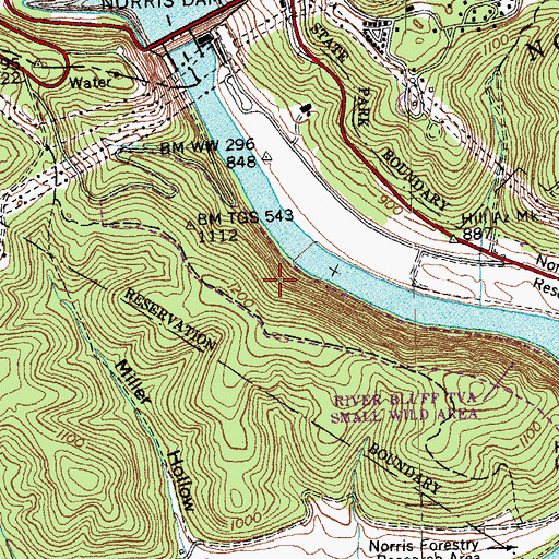 Topographic Map of River Bluff Small Wild Area, TN