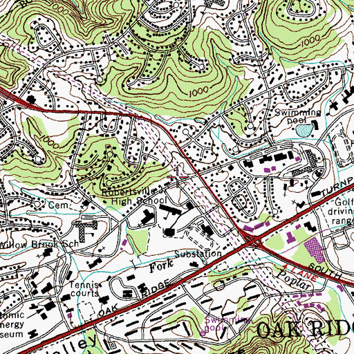 Topographic Map of Robertsville, TN