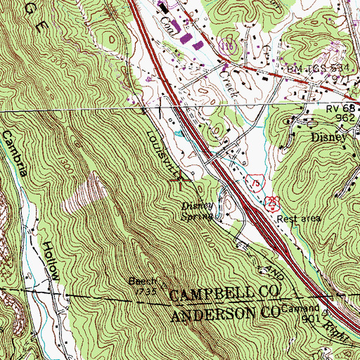 Topographic Map of Rush Strong School (historical), TN