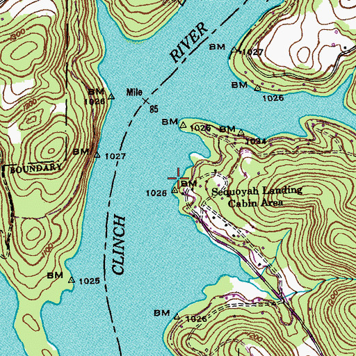 Topographic Map of Sequoyah Marina, TN