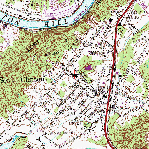 Topographic Map of South Clinton Elementary School, TN