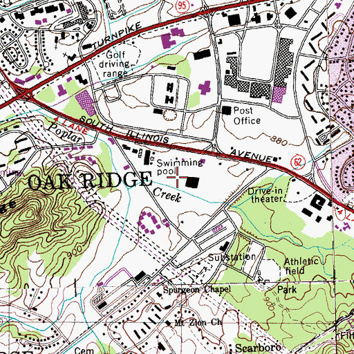 Topographic Map of South Hills Golf Club, TN