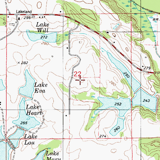 Topographic Map of Lakeland Farms Pond Number Fourteen, AL