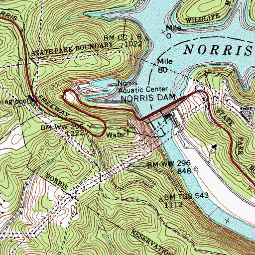 Topographic Map of West Overlook, TN