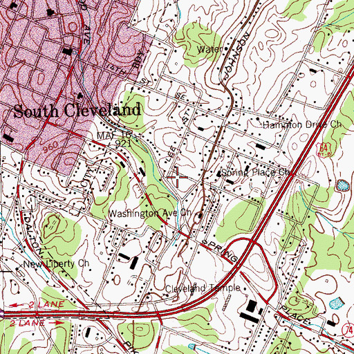 Topographic Map of Big Springs School (historical), TN