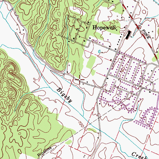 Topographic Map of Bigsby Creek Estates, TN
