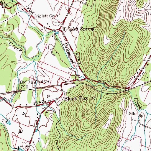 Topographic Map of Black Fox Methodist Church, TN