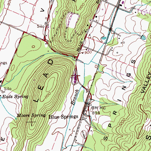 Topographic Map of Blue Springs Elementary School, TN