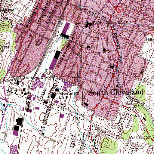 Topographic Map of Bradley County Courthouse, TN