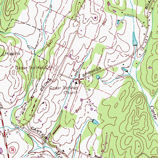 Topographic Map of Cedar Spring, TN
