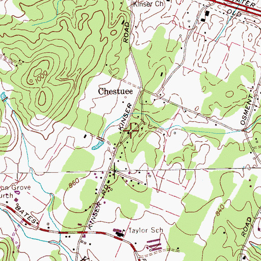 Topographic Map of Chestuee Baptist Church, TN
