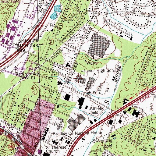 Topographic Map of Cleveland Junior High School, TN