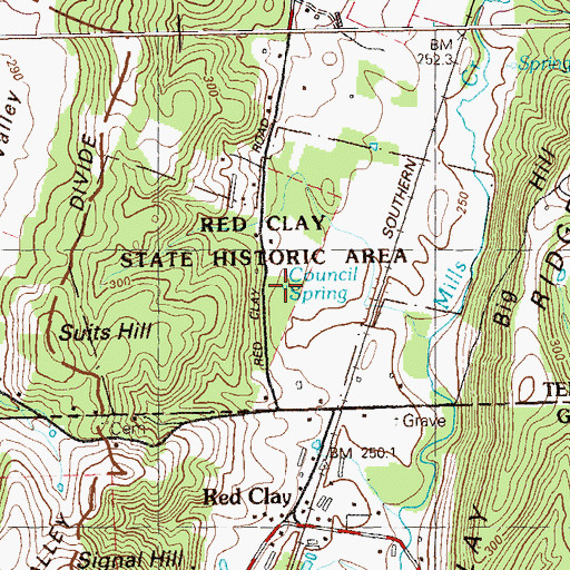 Topographic Map of Council Spring, TN