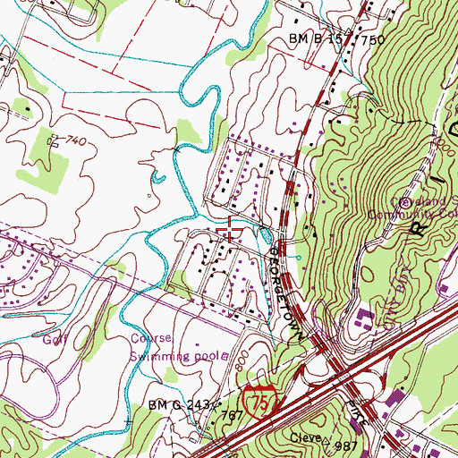 Topographic Map of Davis Heights, TN