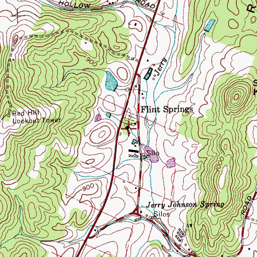 Topographic Map of Flint Springs School (historical), TN