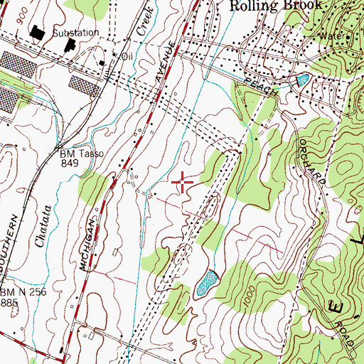 Topographic Map of Foxfire, TN