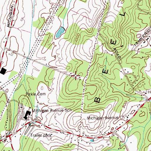 Topographic Map of Hill Acres, TN