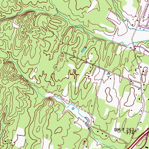 Topographic Map of Hills and Dales, TN