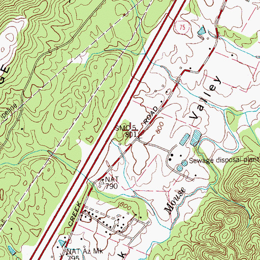 Topographic Map of Hooper Acres, TN