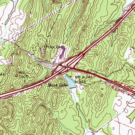 Topographic Map of Interchange 20, TN