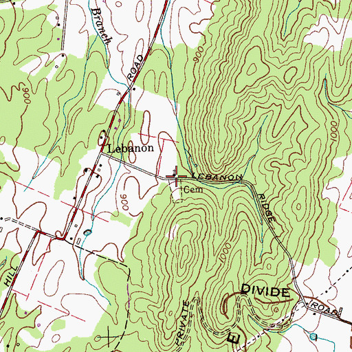 Topographic Map of Lebanon Church, TN