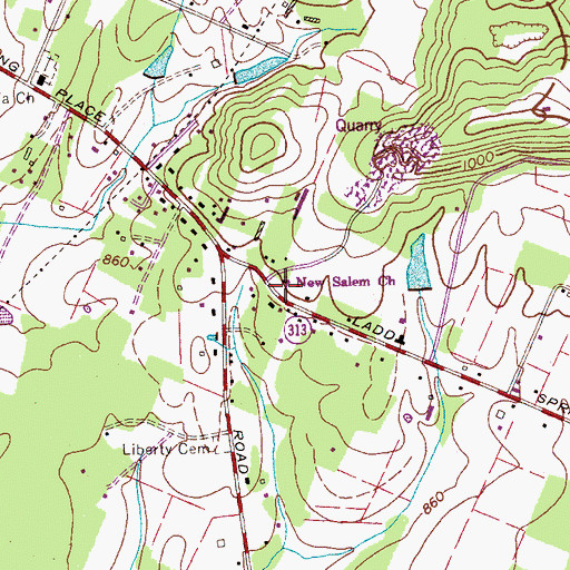 Topographic Map of Liberty School (historical), TN