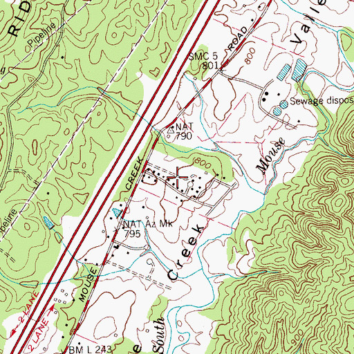 Topographic Map of Mapleton Hills, TN