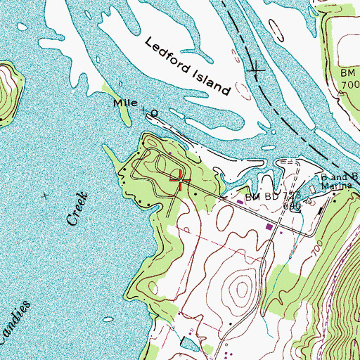 Topographic Map of Marina Hills, TN