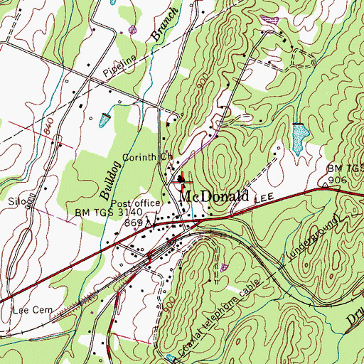Topographic Map of McDonald Elementary School, TN