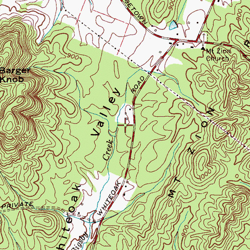 Topographic Map of Misty Ridge, TN