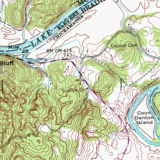 Topographic Map of New Harmony Church (historical), TN