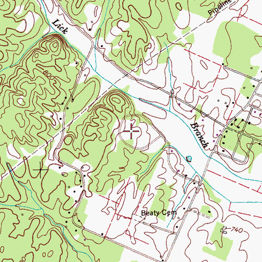 Topographic Map of Overbrook, TN