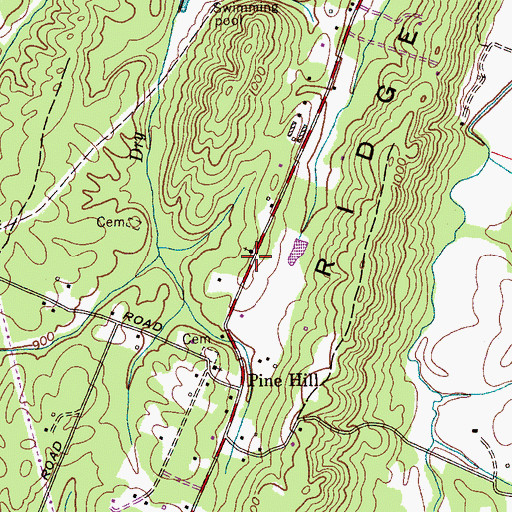 Topographic Map of Pine Hill Church of God, TN