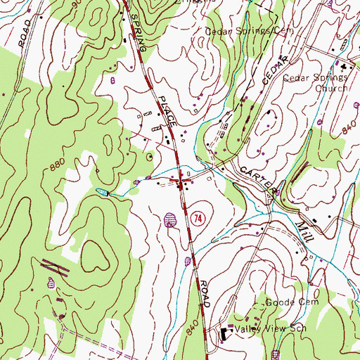 Topographic Map of Pumpkin Center, TN