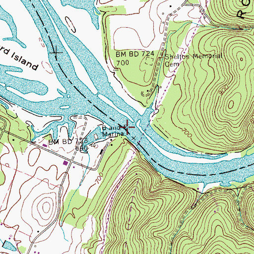 Topographic Map of Raht Ferry (historical), TN