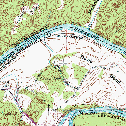 Topographic Map of River Bend Estates, TN