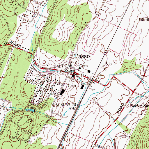 Topographic Map of Tasso Methodist Church, TN