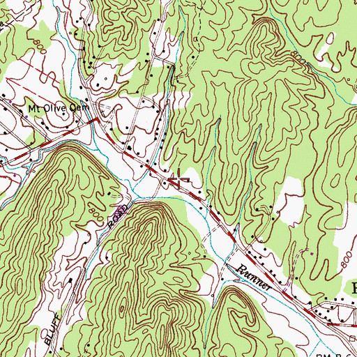 Topographic Map of Temple Baptist Church, TN