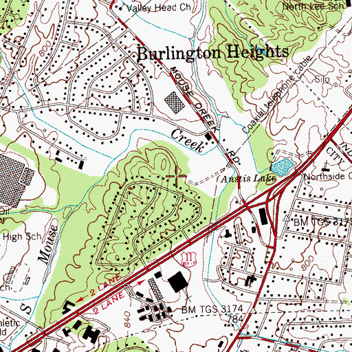 Topographic Map of Tinsley Park, TN