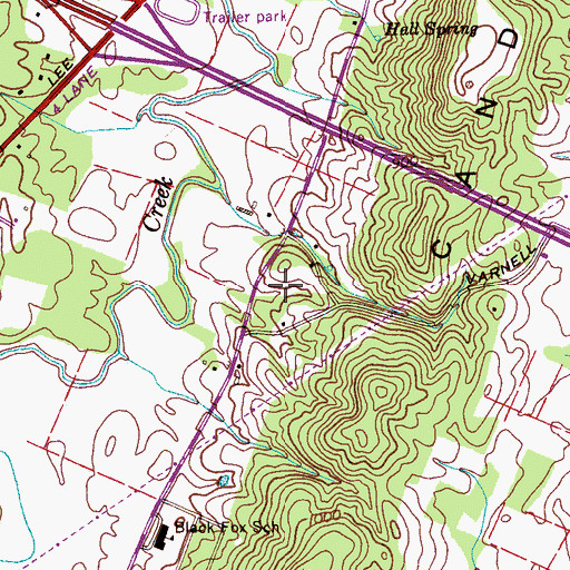 Topographic Map of Varnell Estates, TN