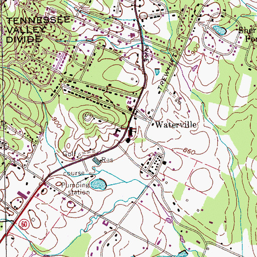 Topographic Map of Waterville Elementary School, TN