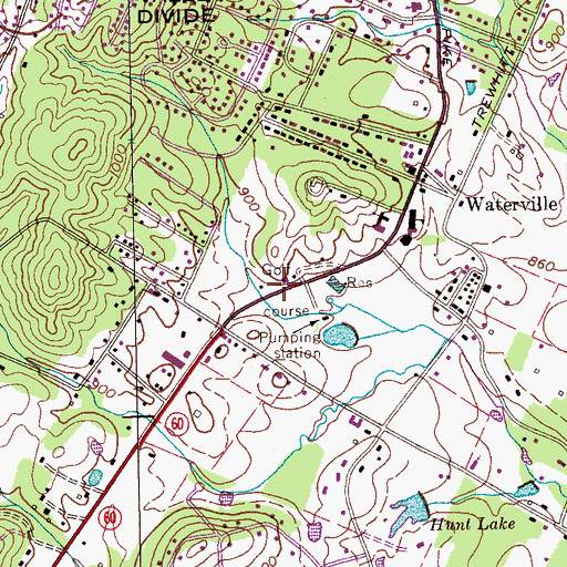 Topographic Map of Waterville Golf Course, TN