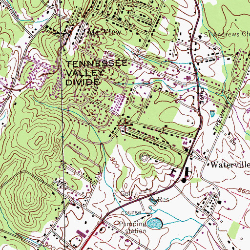 Topographic Map of Williamsburg Estates, TN