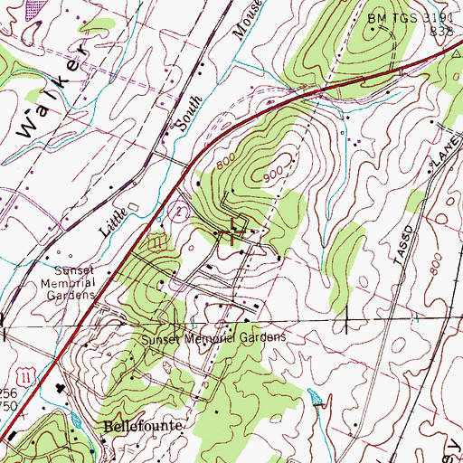 Topographic Map of Wilson Heights, TN