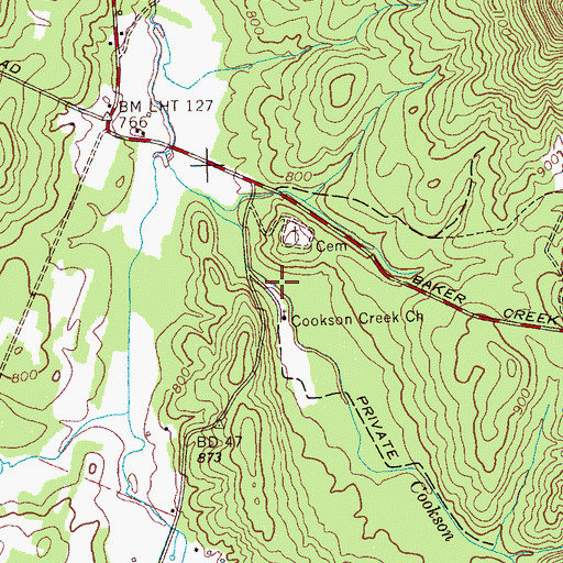 Topographic Map of Cookson Creek School (historical), TN
