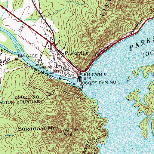 Topographic Map of Parks Mill (historical), TN