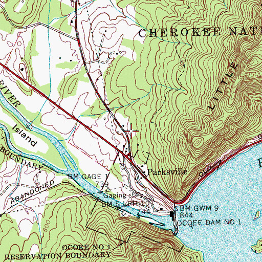 Topographic Map of Parksville School (historical), TN
