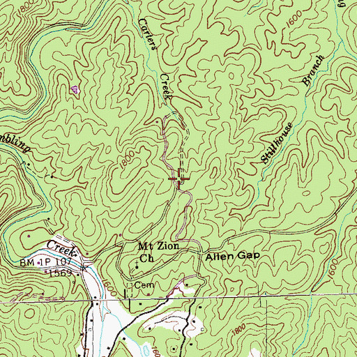 Topographic Map of Tumbling Creek School (historical), TN